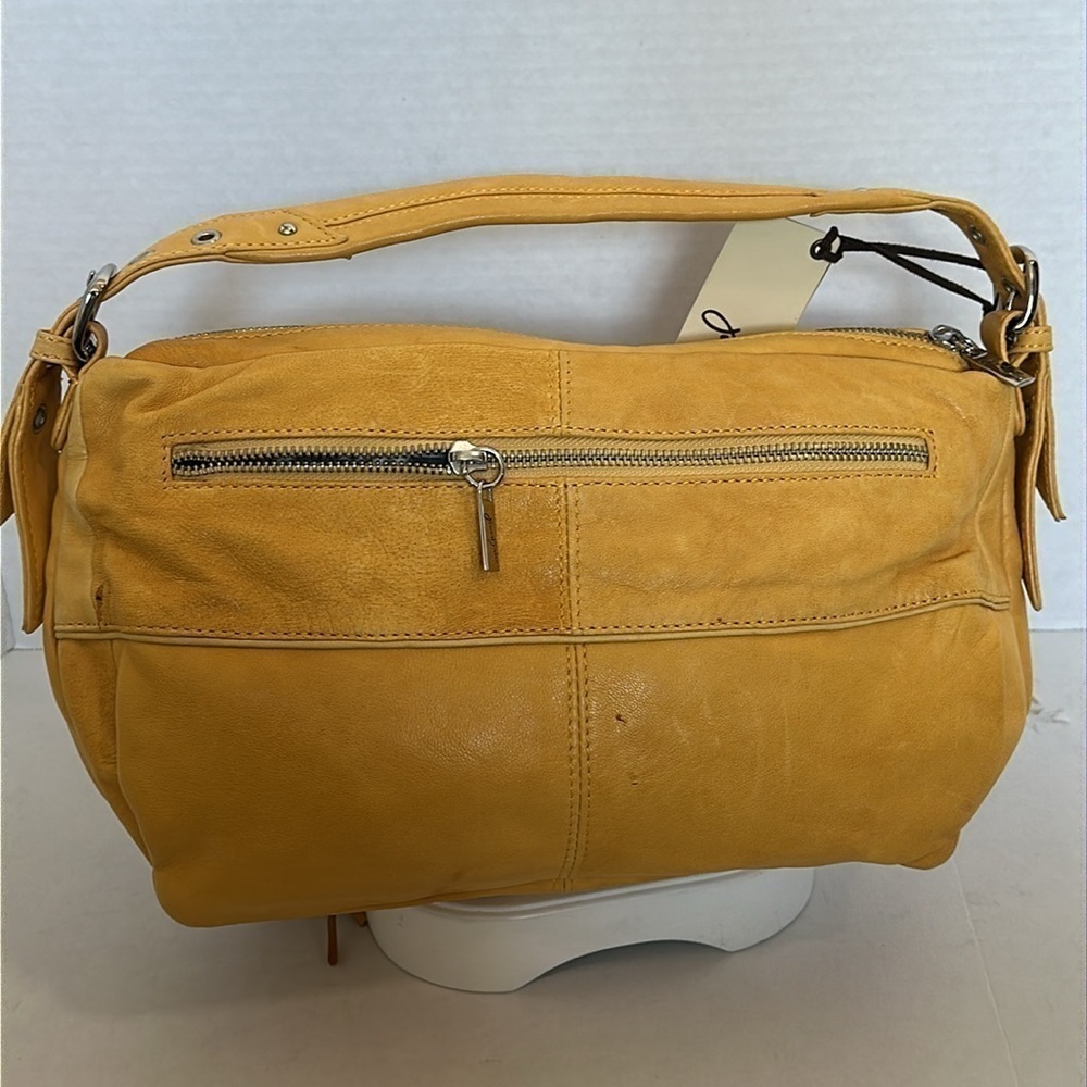Junior Drake Blush Leather Shoulder Bag Fringe & ChainS mustard yellow NWT - Picture 10 of 16